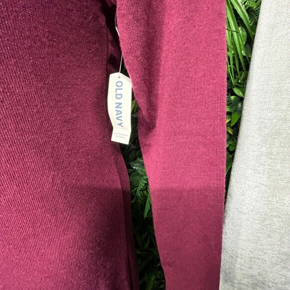 Old Navy Women Dress Medium Round Neck Wine Red Midi Knit 1467 - Picture 8 of 9